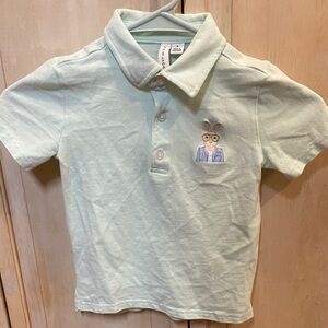 Janie and Jack Light Mint Polo with Bunny Embroidery